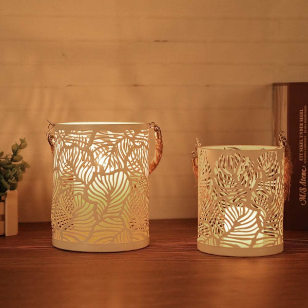 Lysestaker 2 sett, blad hul lysestake Telysholder{F2}