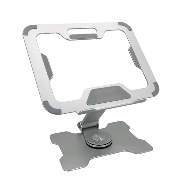 Laptopstativ deluxe-versjon, ergonomisk design, 360° sving, karbonstål, 10*8 tommer, sølv