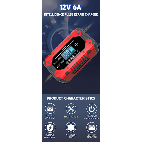 12V 6A Batterilader - Billader og motorsykkellader for 12V-systemer