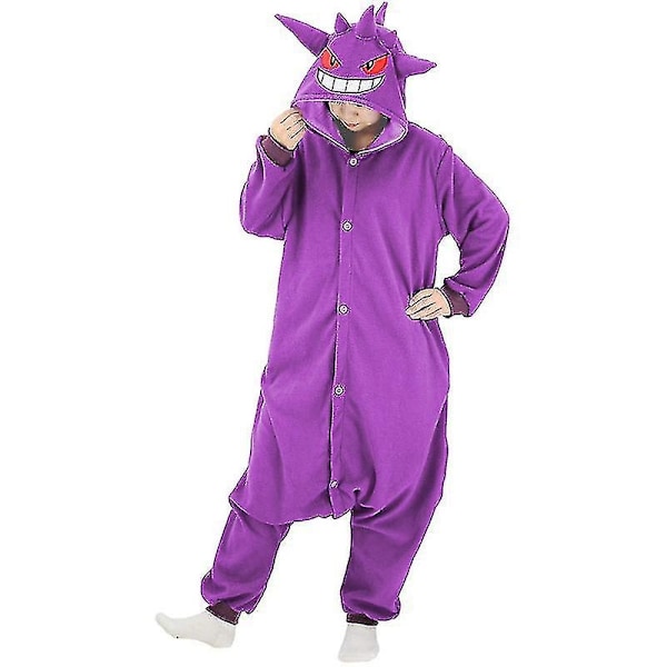 Gengar kostym onesie pyjamas Halloween jul endelat kigurumi för män kvinnor - WELLNGS L