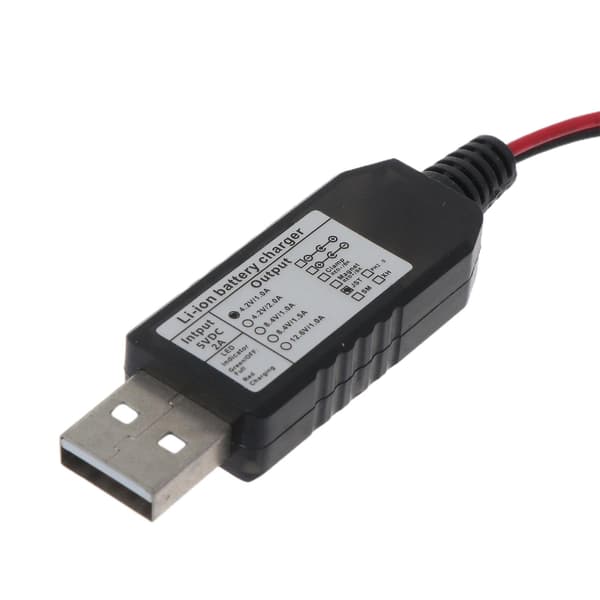 USB til 2-pin JST 2.54mm oplader til 3.7V genopladeligt lithium batteri oplader {f2} Left postive right negetive