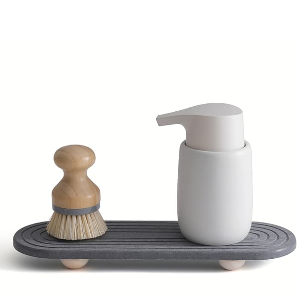 Nordisk Minimalistisk Koppbricka i Kiselgur – Stenabsorberande Dräneringsmatta med Bambuställ Medium gray 30*10cm