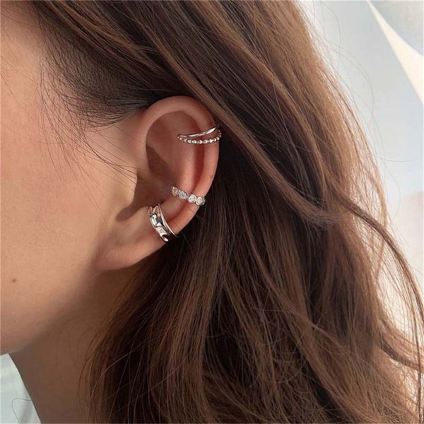 925 Sterling Sølv Zircon Geometriske Øreringe Øre Cuff Clip