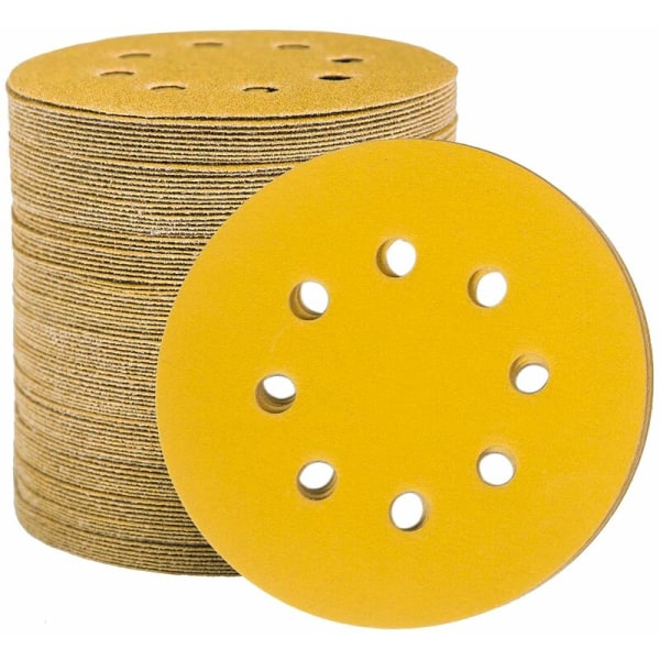 Sanding Discs Sandpaper 125mm, 100 Sanding Discs Sander Round Sanding Pads 8 Holes Grit 180 for Sanding Polishing Rust Removal,T-Audace