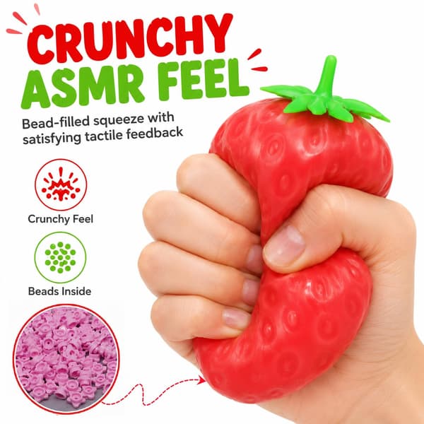 Sprø Smør Squishy Pinne Asmr Sakte Stigende Perle Klemme Skrivebordsdekorasjon Gave til Voksne (Jordbær) Strawberry