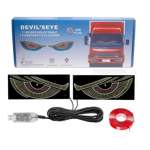 2026 Hot USB Bil LED Demonøye Displaylys Front- og Bakrute Kreativ Dekor Ice Blue