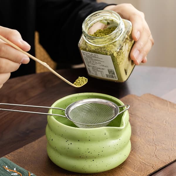 Matcha sæt - 7 dele matcha startsæt - matcha piskeris - Træ matcha sæt - grøn