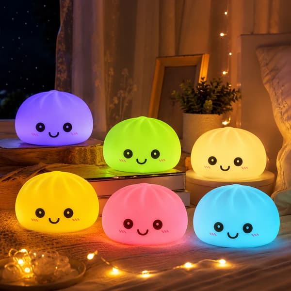 2027 Nye Dumpling Nattlys Glødende Dumplings Skrivebordspynt Søt Glødende Dumpling Dampboks Kawaii Dumpling Lys Gaver random 6pcs