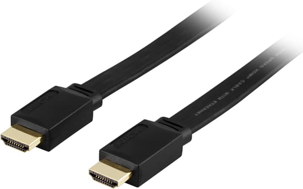 Litteä HDMI-kaapeli, HDMI High Speed Ethernetillä, 4K, 7 m, musta{hw} Svart