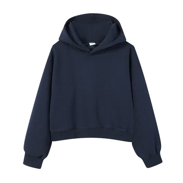 Cropped hættetrøje til kvinder, afslappet pullover hættetrøje crop top*M*Marineblå Navy blue M