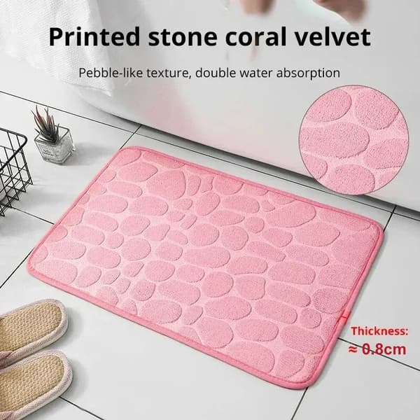 1 stk preget fiberteppe, sklisikker matte til baderom og stue, småsteinsgulvmatte, husholdningsartikler Grey