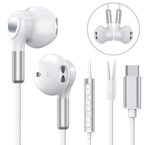 USB-C Kuulokkeet Samsung Galaxy S22 Ultra S21 FE S20 A53:lle, USB-C Kuulokkeet Mikrofonilla, In-ear Kuulokkeet Kaapelilla, USB Type C Kuulokkeet