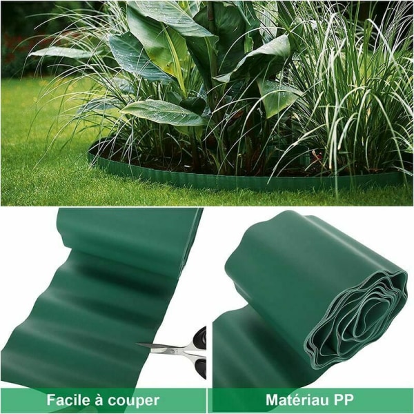 2 ST Flexibla gräsmattor 9M × 15 cm, Grästaket Plast Trädgårdskanter Trädgårdskanter PVC Utomhus Trädgårdskanter - Grön flexibel trädgårdskant