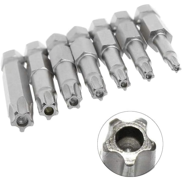 Hex Skaft Torx Stjerne 5-Punkt Bits Skrutrekker T10-T40 Magnetisk Sikker