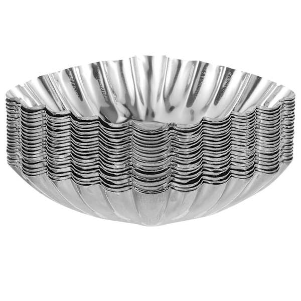 Bageforme i rustfrit stål til æggetærter og cupcakes, ideelle til gør-det-selv brug, sølv, 20 stk. Silver 8.8x6cm