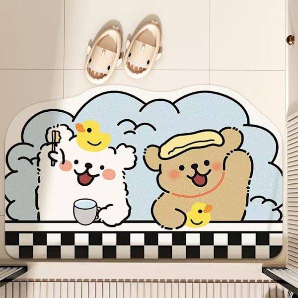Enfärgad golvmatta i korallfleece, förtjockad halkfri matta i memory foam för badrum, vattenabsorberande och snabbtorkande golvmatta för badrumsdörr