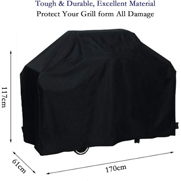 Grillin suojapeite BBQ Suojapeite Anti-UV Anti-vesi Anti-kosteus Säilytyspussilla Musta (170 x 61 x 117cm){HH}