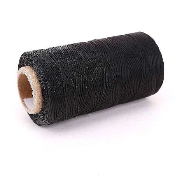 Flad vokset trådrulle 260M læder læder DIY DIY sort{f2}