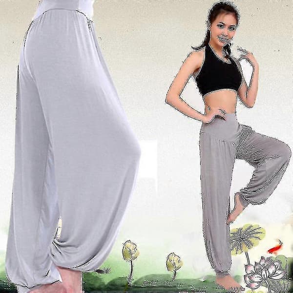 Yogabyxor för kvinnor, harembyxor, pösiga aladdinbyxor, bloomers Light Gray M
