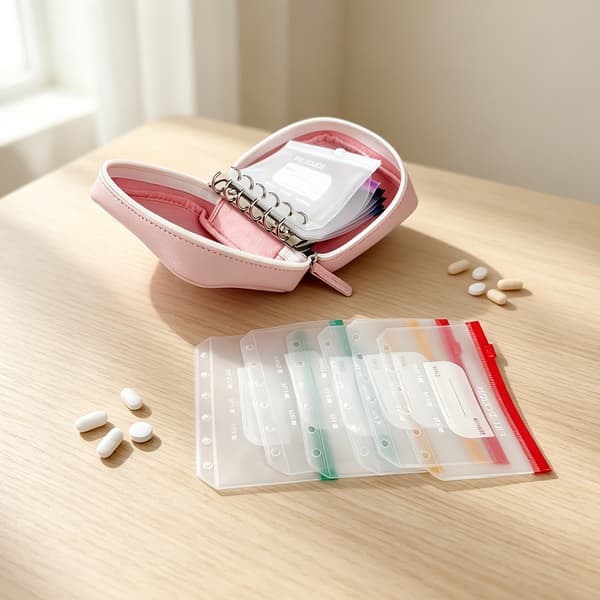 Vandtæt pillepose-sæt, bærbare medicinopbevaringsposer til rejser og daglig brug*uden taske*sort black bagless