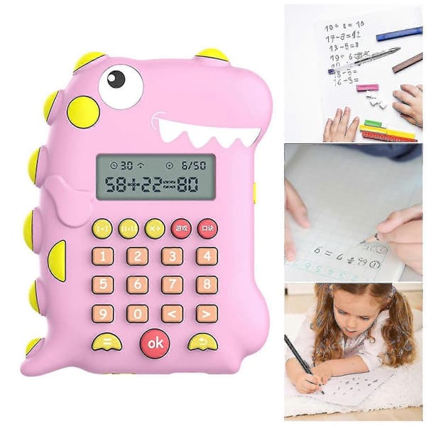 Dinosaurformet digital kalkulator oppladbar LCD-skjerm barn tidlig utdanning barneskole stud