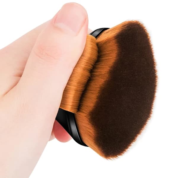 2-delt Kabuki sekskantet foundationbørste med flade makeupbørster til damer og piger, sort og pink