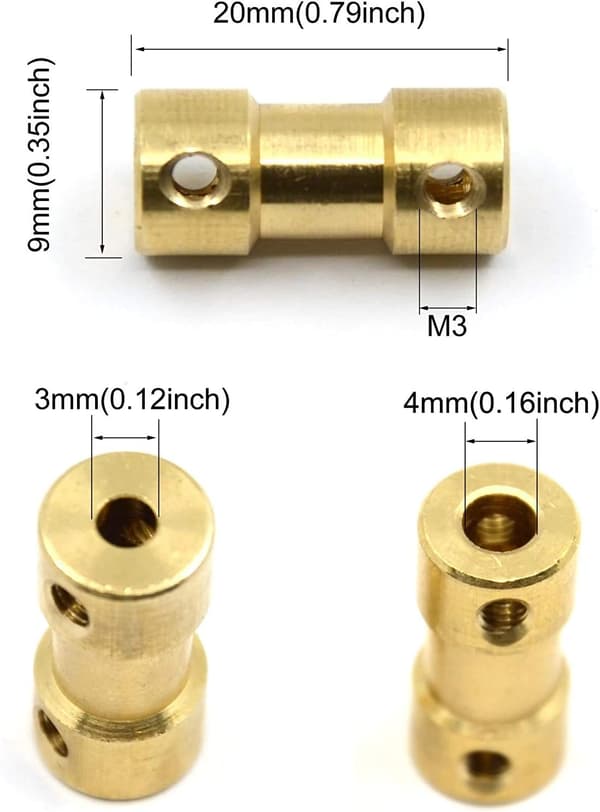 5st DIY Mässing Motoraxelkoppling Flexibel Axelkoppling J,ZQKLA(f2)