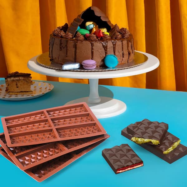 -Bageform - chokoladeform - geometrisk form - silikone - 6 forme - 3 dele