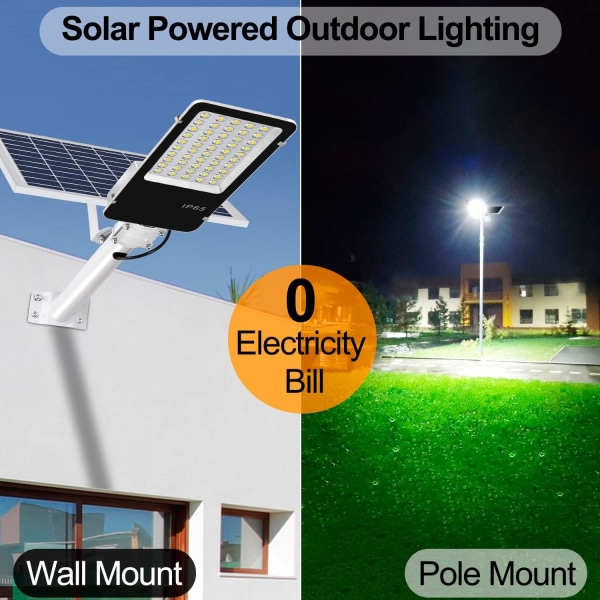 500W solcellslampor för utomhusbruk med rörelsesensor, solcellslampa från skymning till gryning med fjärrkontroll, 6500K dagsljusvitt för trädgård, gångväg