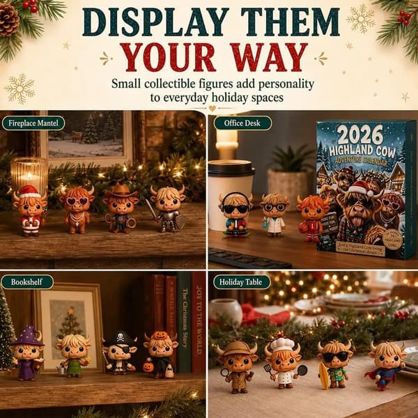 3D Highland Ku Adventskalender 2025 24-dagers nedtelling til jul med mini kufigurer Samleobjekt Gårdsdyrdekor til hjemmet Set-D