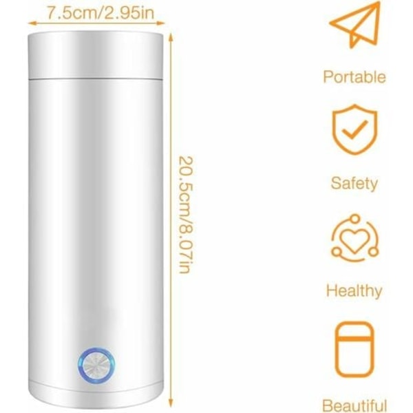 Elektrisk Vattenkokare, 400ML Elektrisk Resevattenkokare, 3 i 1 Mini Vattenkokare och Mini Termos, 300W Rostfri Vattenkokare för Te, Mjölk, Kaffe