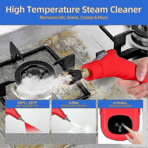 Damprenser 2500W højtryk til dybderengøring 1100ml 3 bar Red US Plug