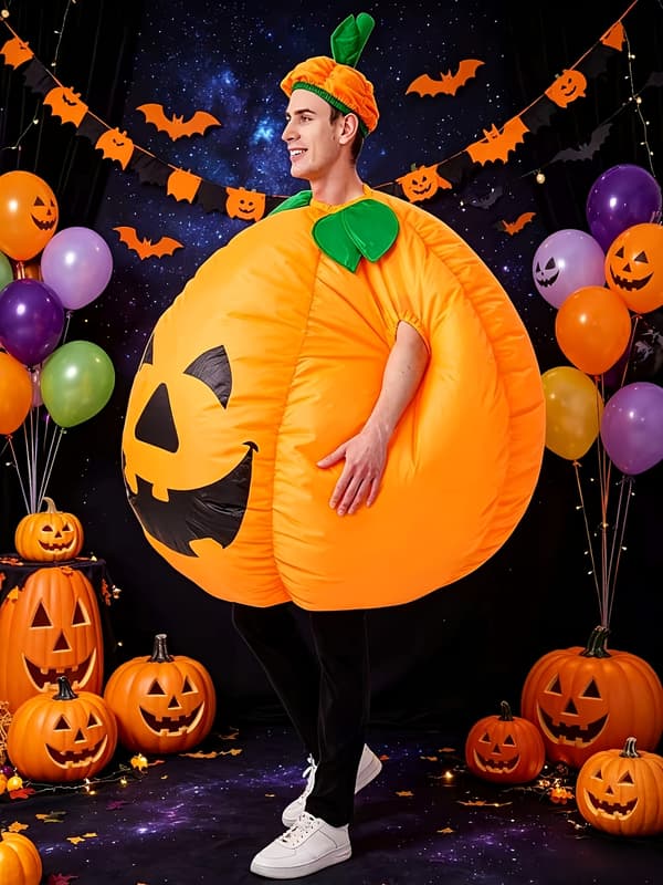 Halloween Græskar Kostumefest Oppusteligt Tøj til Voksne Mænd og Kvinder En storlek Orange