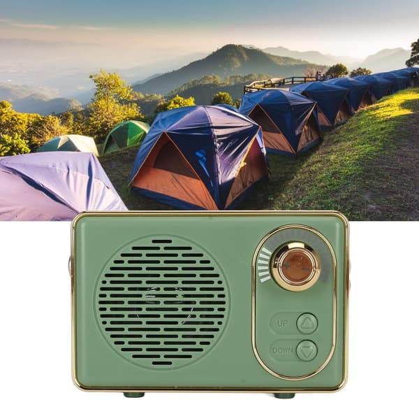 Retro Bluetooth-högtalare med förbättrad bas, trådlös bärbar högtalare grön Bluetooth 5.0 för hem- och utomhusbruk