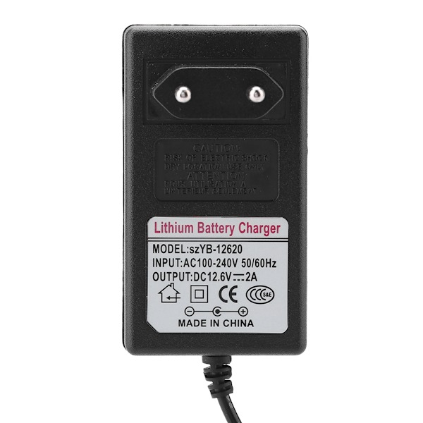 12.6V 2A DC strømadapteroplader til lithium-ion-batteri 100-240V EU-stik(f2)