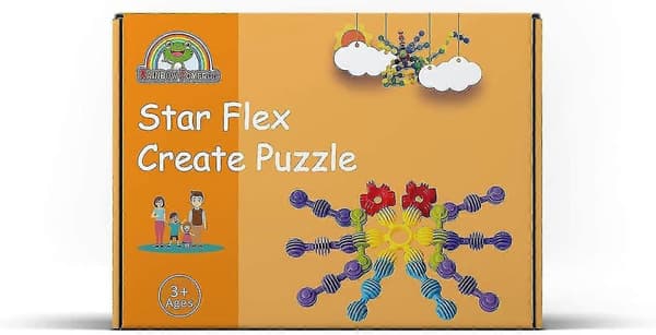 Rainbow Toyfrog Star Flex Byggesett - Lag Puslespill Byggeleker for Barn - STEM-leker for Småbarn 3 år+ Gutter og Jenter