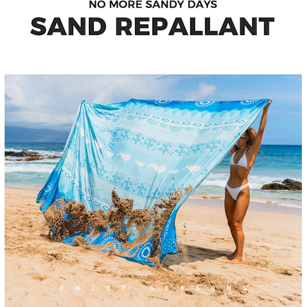 Boheme Strandtæppe Vandtæt Sandtæt, 180*200cm Ekstra Stor, Blød og Holdbar, Sandfri, Letvægtig og Bærbar, Perfekt