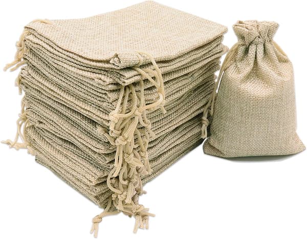 50-pack - Förvaringspåsar i bomullscanvas - Dragskopåsar - 7x9cm - Linnepåsar - Presentpåsar/Små presentpåsar/Tackpåsar