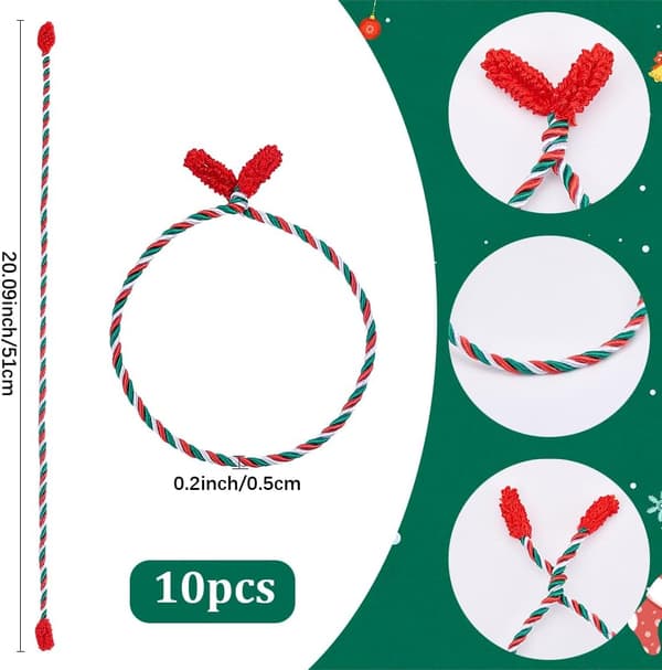 Julegirlander Vribånd 10 stk 50 cm, Dekorative Fleksible Vribånd til Krans og Trapp Mixed