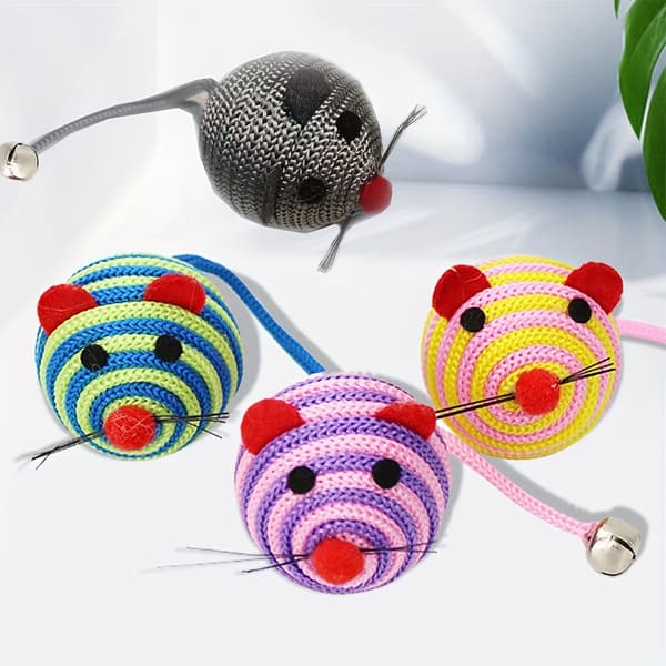 2 stk katteleke muse-teaser slitesterk bitebestandig kattungeleke 【Multicolor】