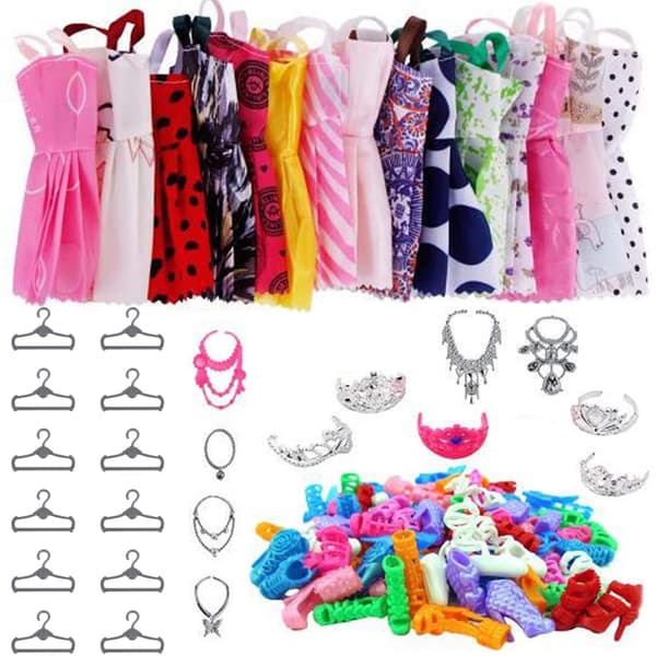 Dockkläder Set Smycken Skor Säkerhet Roliga Modeaccessoarer för Flickor{f2}