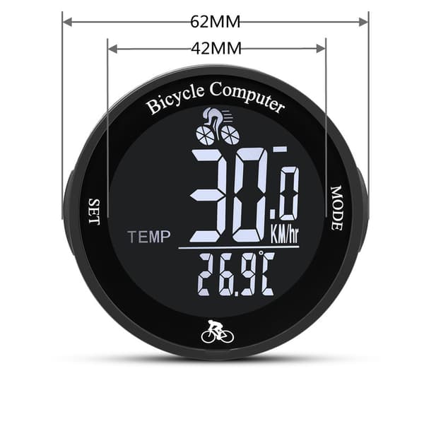 Cykelcomputer kilometertæller cykel speedometer trådløs cykelcomputer - Vandtæt cykel speedometer - Stort LCD display - Cykelcomputer m...