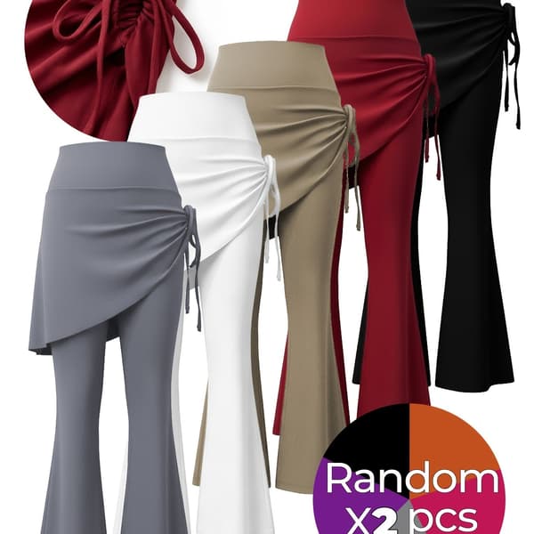 Dame Plus Size Atletisk Afslappet Yogabukser Nederdel - 2 stk. Tilfældig Farve Random 1XL