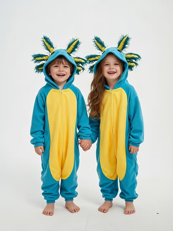 Blå Hætte Jumpsuit Pyjamas Dyre Tegneserie Romper til Piger Udendørs Brug Sky Blue 7-8Y