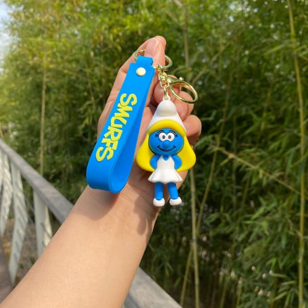 Söt tecknad Smurf-docka nyckelring (f2) 3