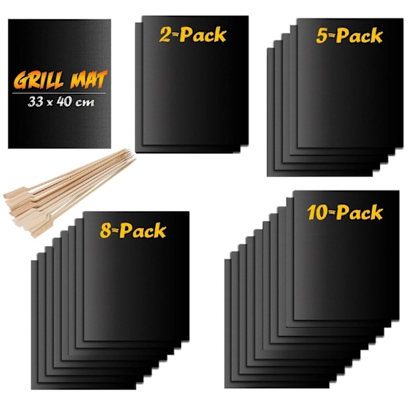 Non Stick Grillmatte Ugnsmatte & Bakningsmatte - Non Stick 8-PACK GRILLMATTA