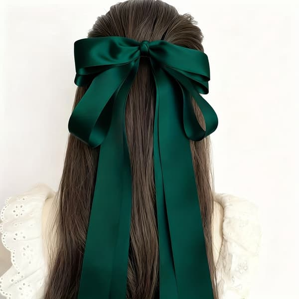 Elegant stor rosett hårklämma band hårspänne kvinnor mode håraccessoar Green