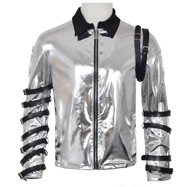 Michael Jackson-inspirerad silverpaljettscenjacka Retro Rockstjärna Kostymrock för män kvinnor festdansföreställning Jacket S