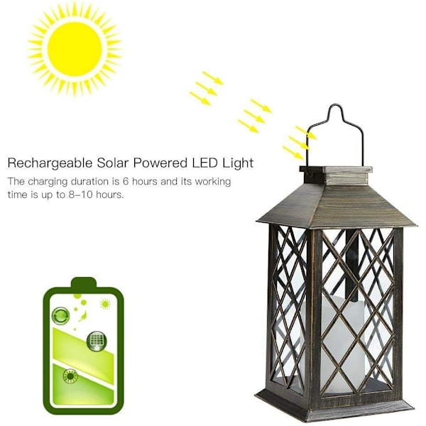 Solarlampe, hage utendørs hengende lys, sett{HW}