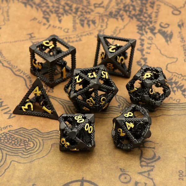 Black Gold Flying Dragon Metal Kit, Mangfoldigt hul rollespil, der er egnet til RPG MTG Desktop